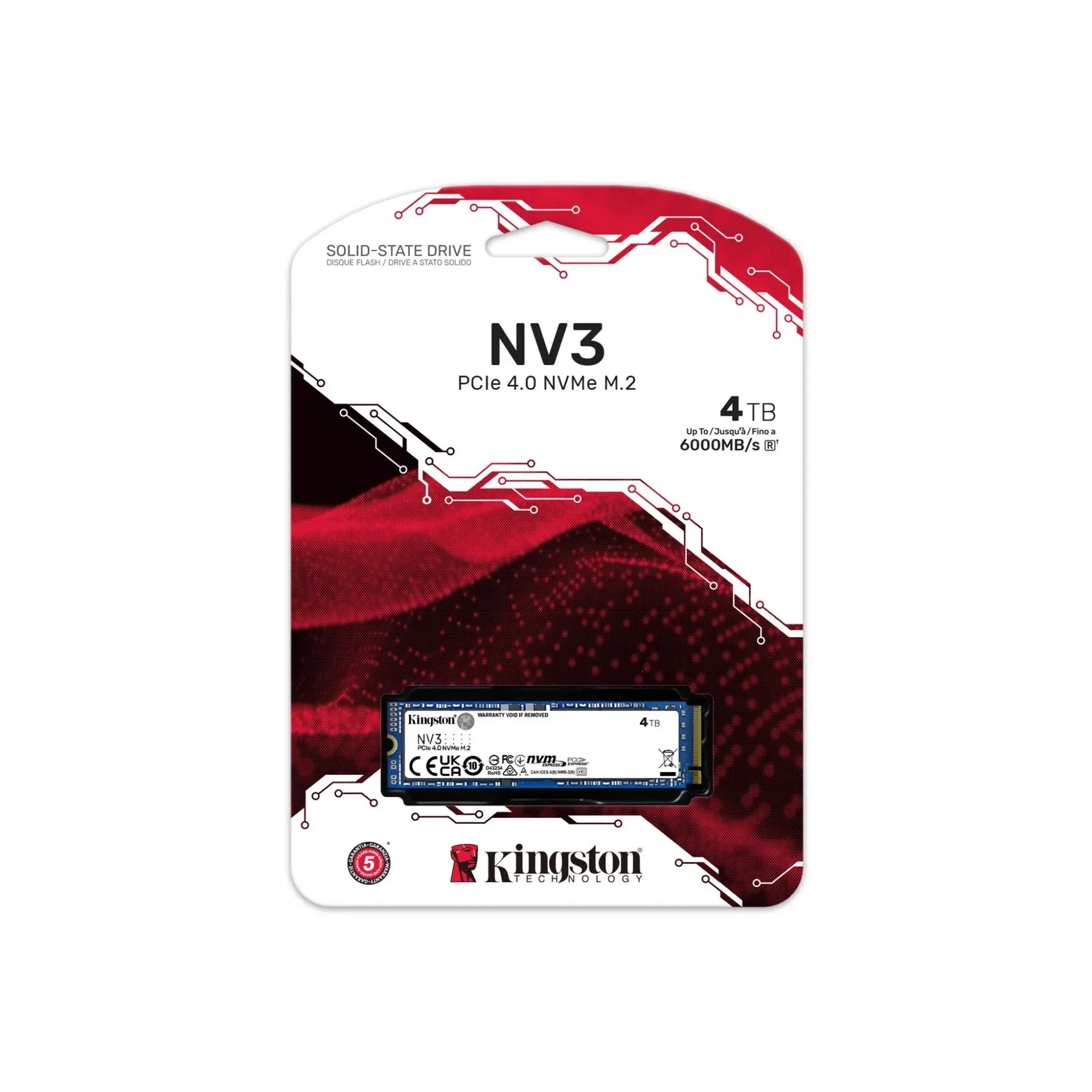 Твердотельный накопитель SSD 4000 Gb M.2 2280 Kingston SNV3S/4000G, PCIe NVMe Gen 4x4, W6000/R5000 — 4000GB SSD — купить в Lirotech