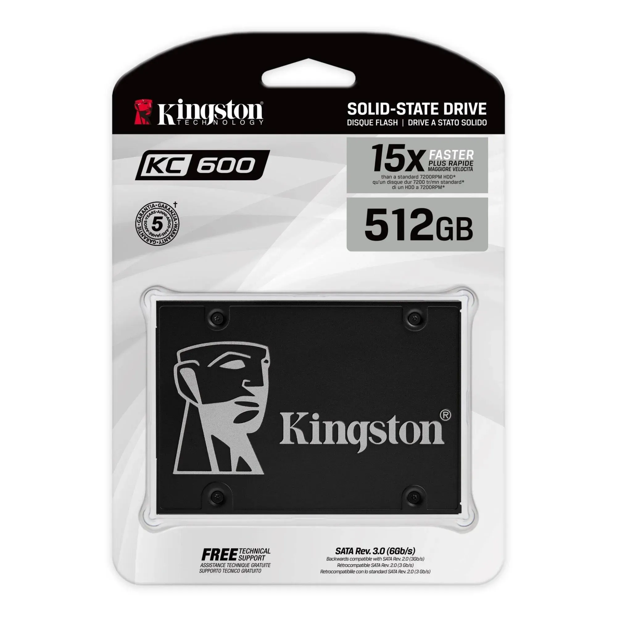 Твердотельный накопитель SSD 512 Gb SATA Kingston KC600 SKC600/512G 2.5" 3D TLC — фото 3