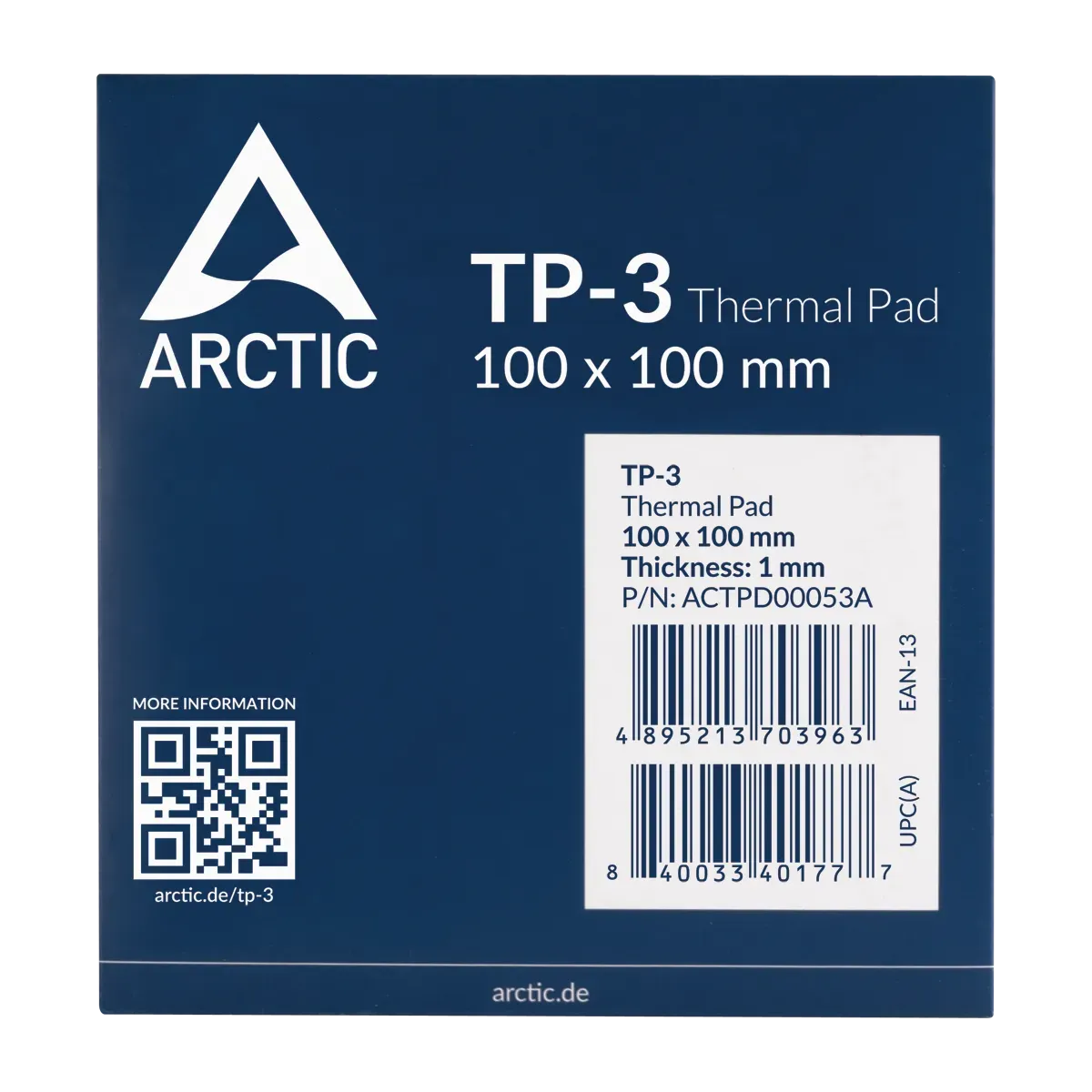 Термопрокладка ARCTIC TP-3, ACTPD00053A, 100x100х1mm, 3.4g/cm3 — купить в Lirotech