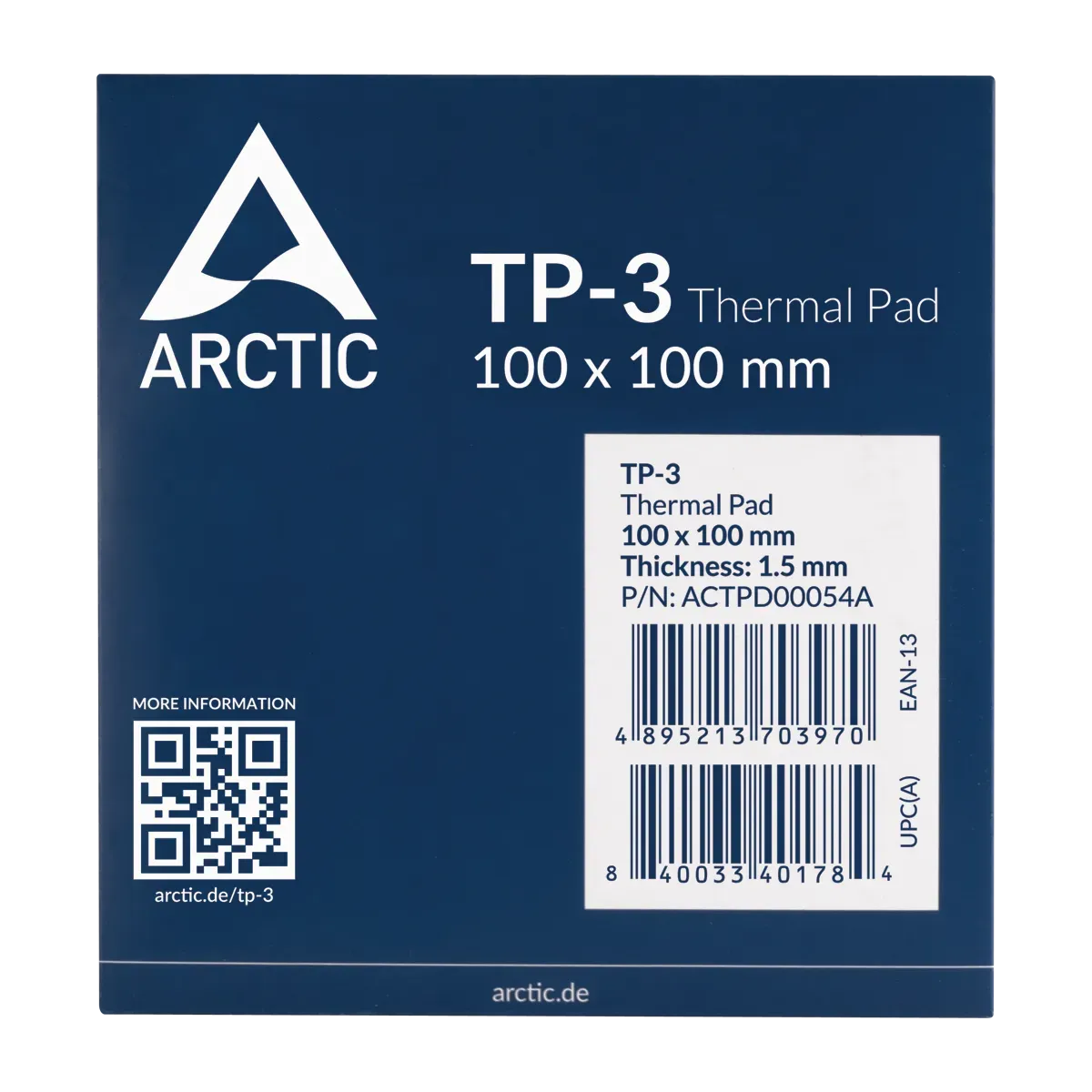 Термопрокладка ARCTIC TP-3, ACTPD00054A, 100x100х1.5mm, 3.4g/cm3 — купить в Lirotech