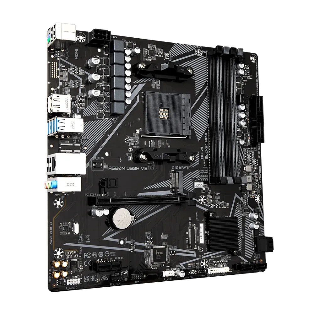 GIGABYTE MB AM4, A520, 4xDDR4, DP + HDMI, 1xPCIe x16 3.0, 1xPCIe x1, 1xM.2, 4xSATA, GbE LAN, mATX — фото 2