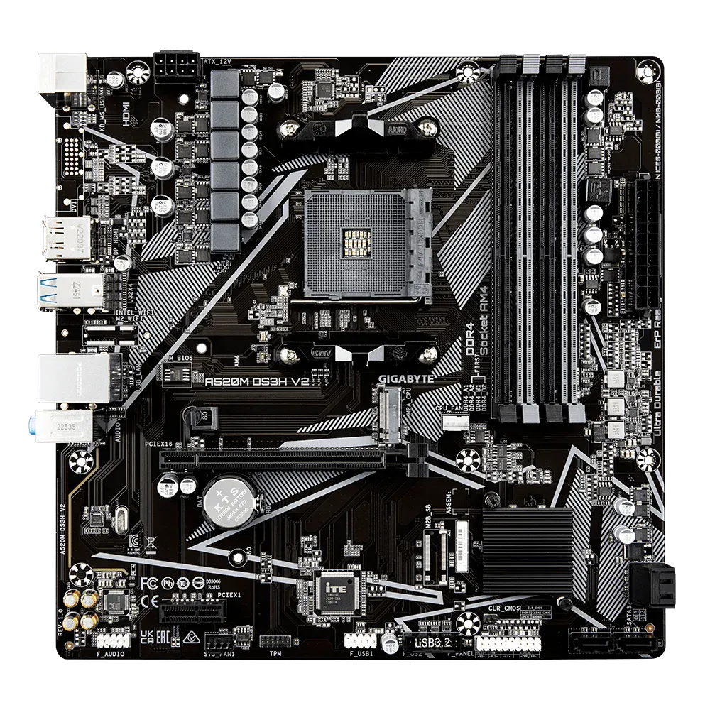GIGABYTE MB AM4, A520, 4xDDR4, DP + HDMI, 1xPCIe x16 3.0, 1xPCIe x1, 1xM.2, 4xSATA, GbE LAN, mATX — фото 4