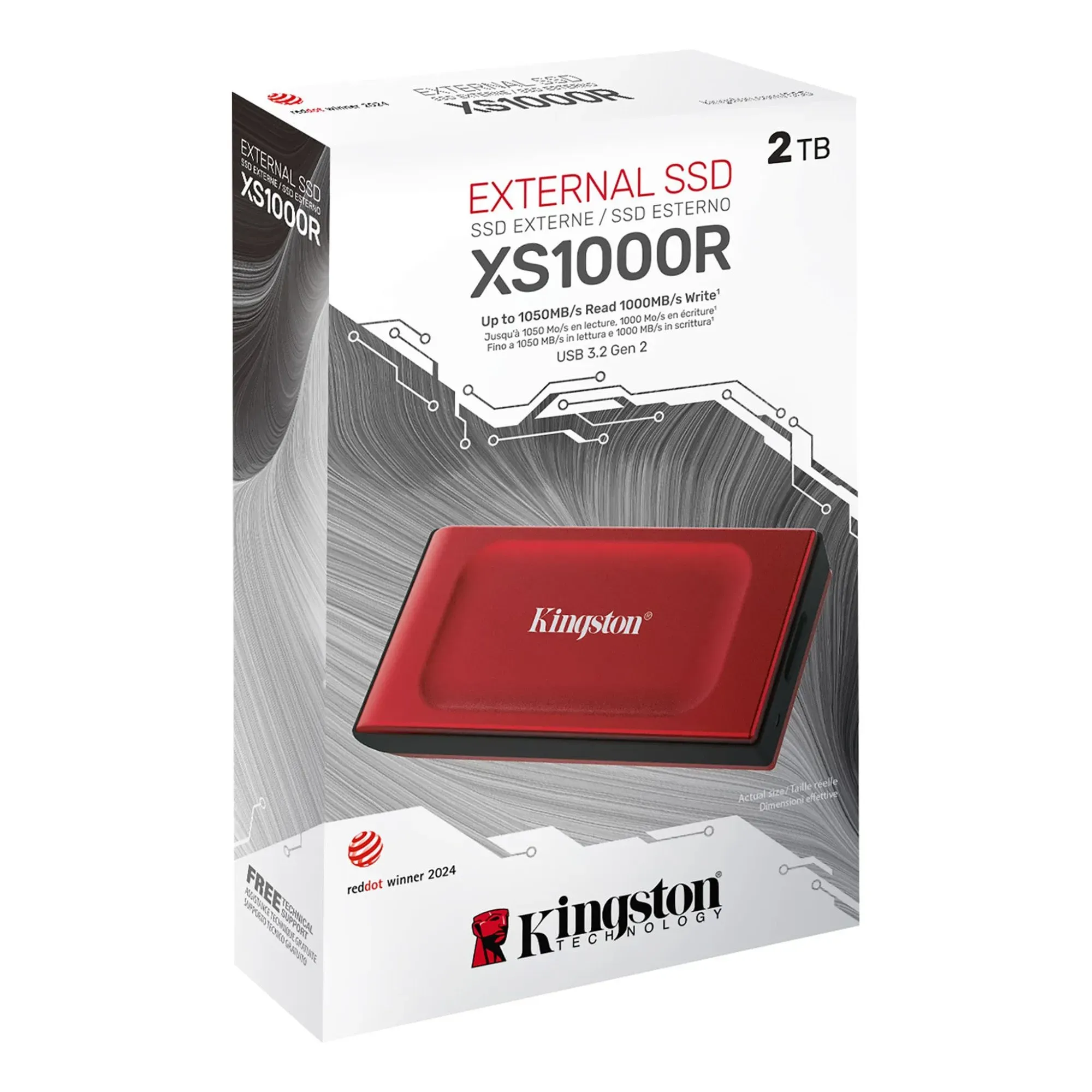 Жесткий диск SSD внешний 2000GB Kingston SXS1000R/2000GA красный — фото 1