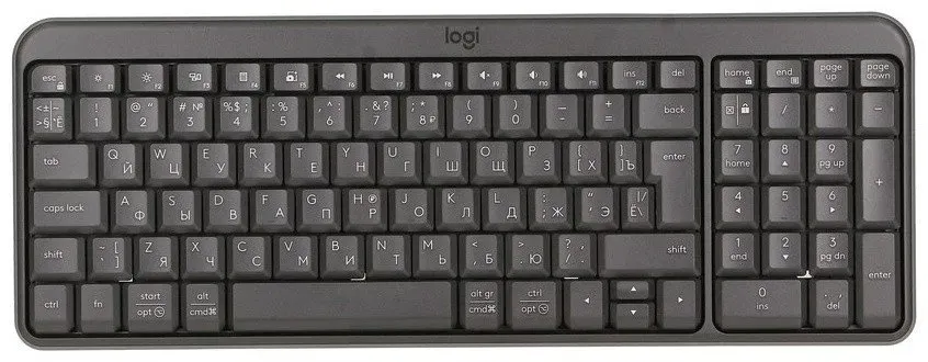 LOGITECH K250 Compact Bluetooth Wireless Keyboard - GRAPHITE - RUS - 2.4GHZ/BT - INTNL-973 — фото 1