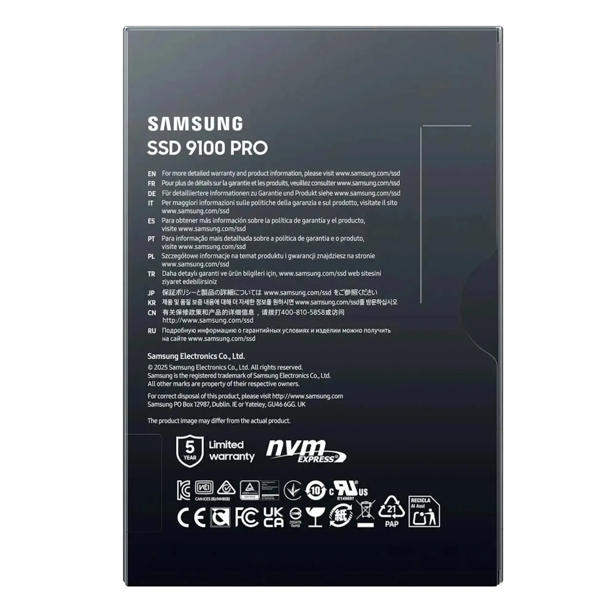 Твердотельный накопитель 1000Gb SSD Samsung 9100 PRO M.2 PCIe 5.0 R14700/W13300MB/s MZ-VAP1T0BW — фото 2