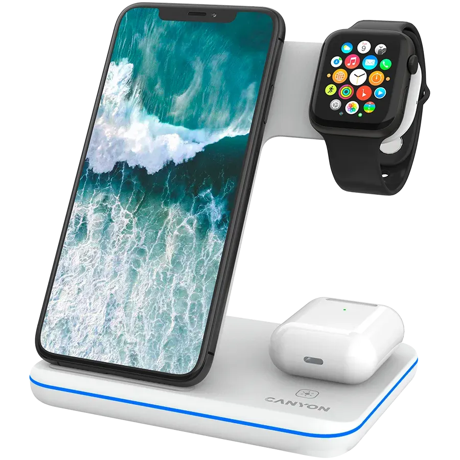 CANYON wireless charger WS-303 15W 3in1 White — купить в Lirotech