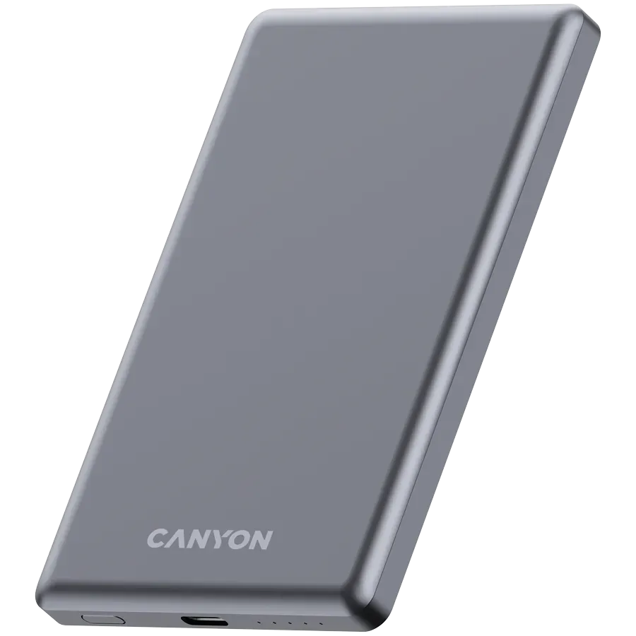 CANYON power bank OnPower 505 slim Magnetic 5000 mAh PD20W Dark Grey — фото 2