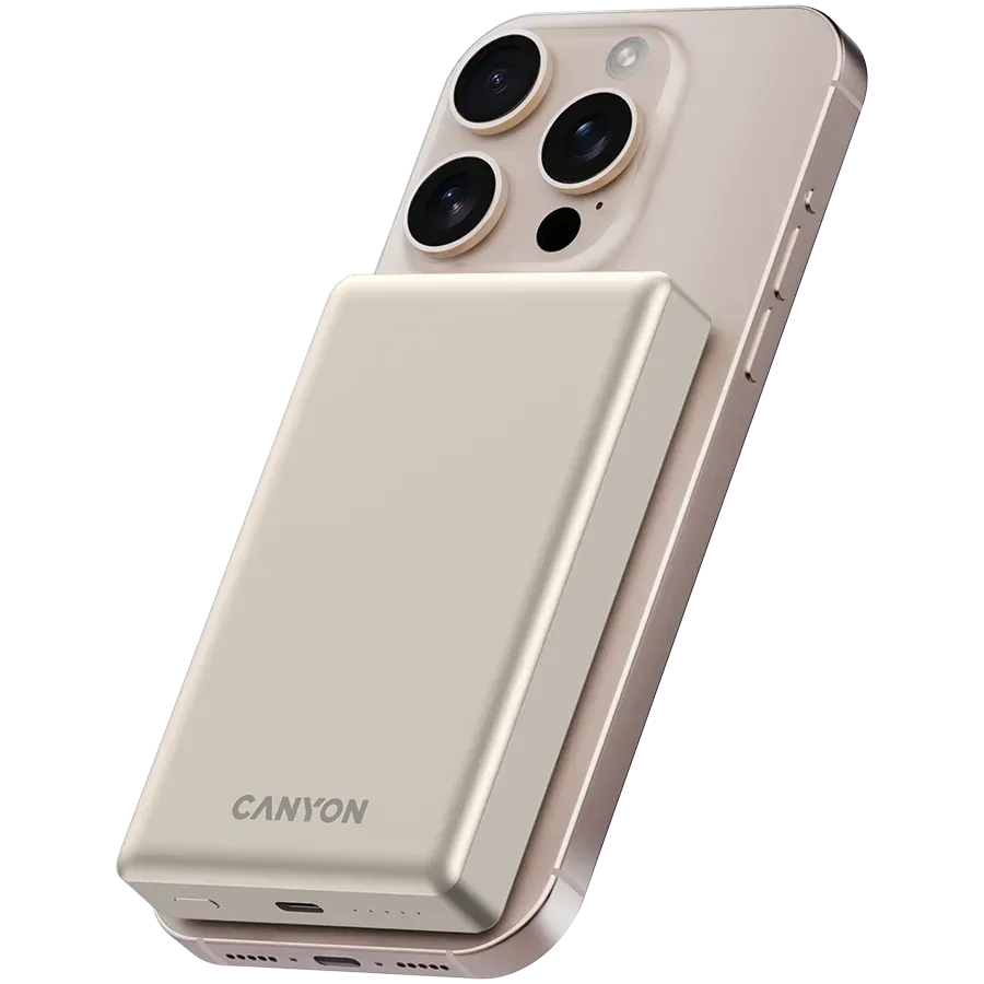 CANYON power bank OnPower 510 slim Magnetic 10000 mAh PD20W Beige — фото 6