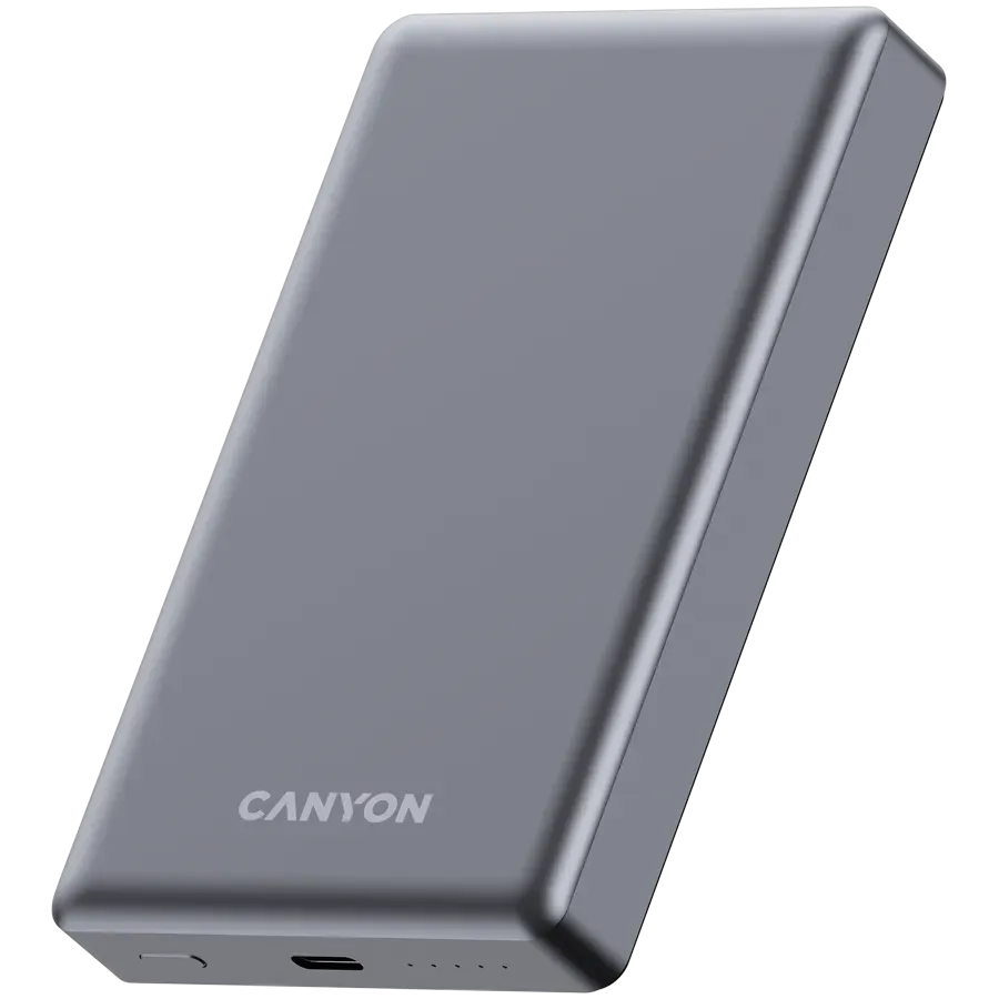 CANYON power bank OnPower 510 slim Magnetic 10000 mAh PD20W Dark Grey — фото 2