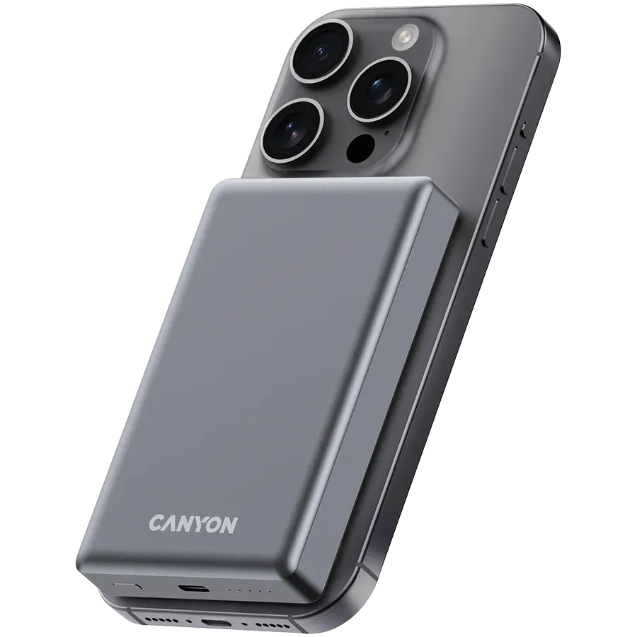 CANYON power bank OnPower 510 slim Magnetic 10000 mAh PD20W Dark Grey — фото 6