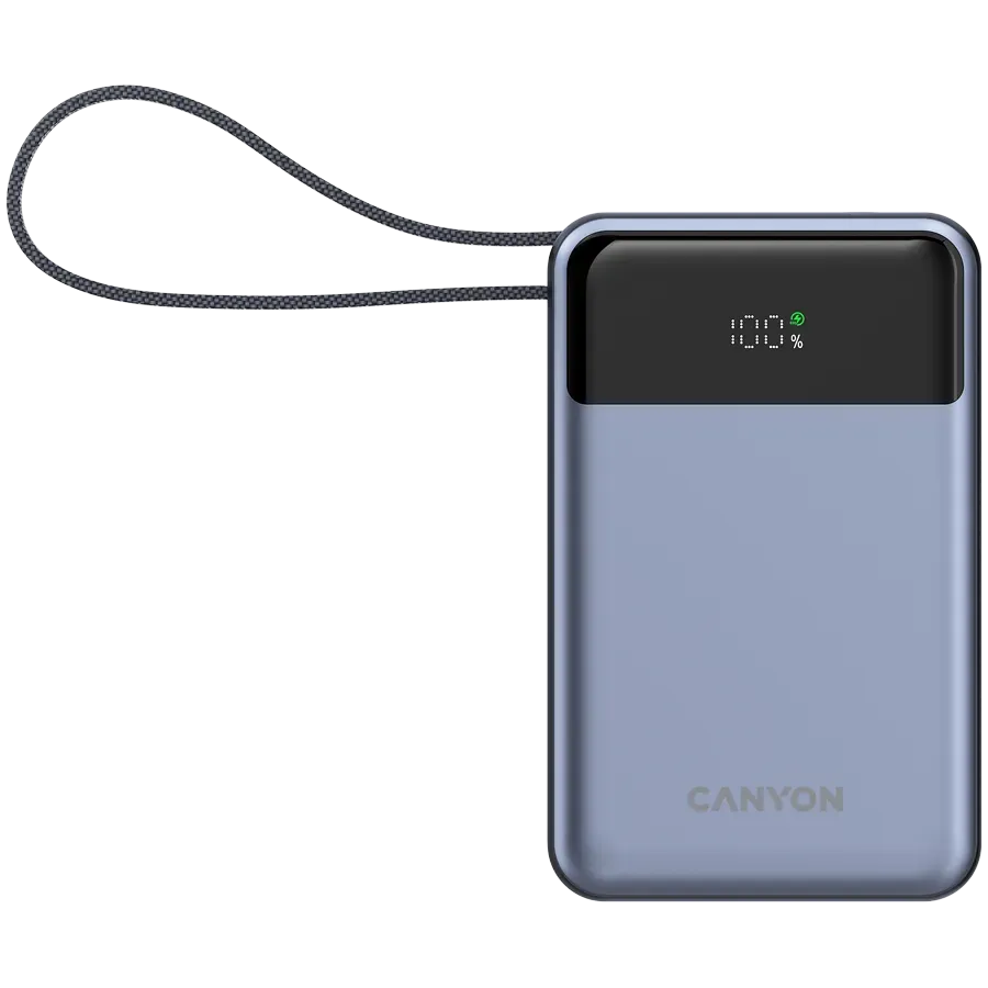 CANYON power bank OnPower 600 built-in cable 20000 mAh PD65W Dark Grey — купить в Lirotech