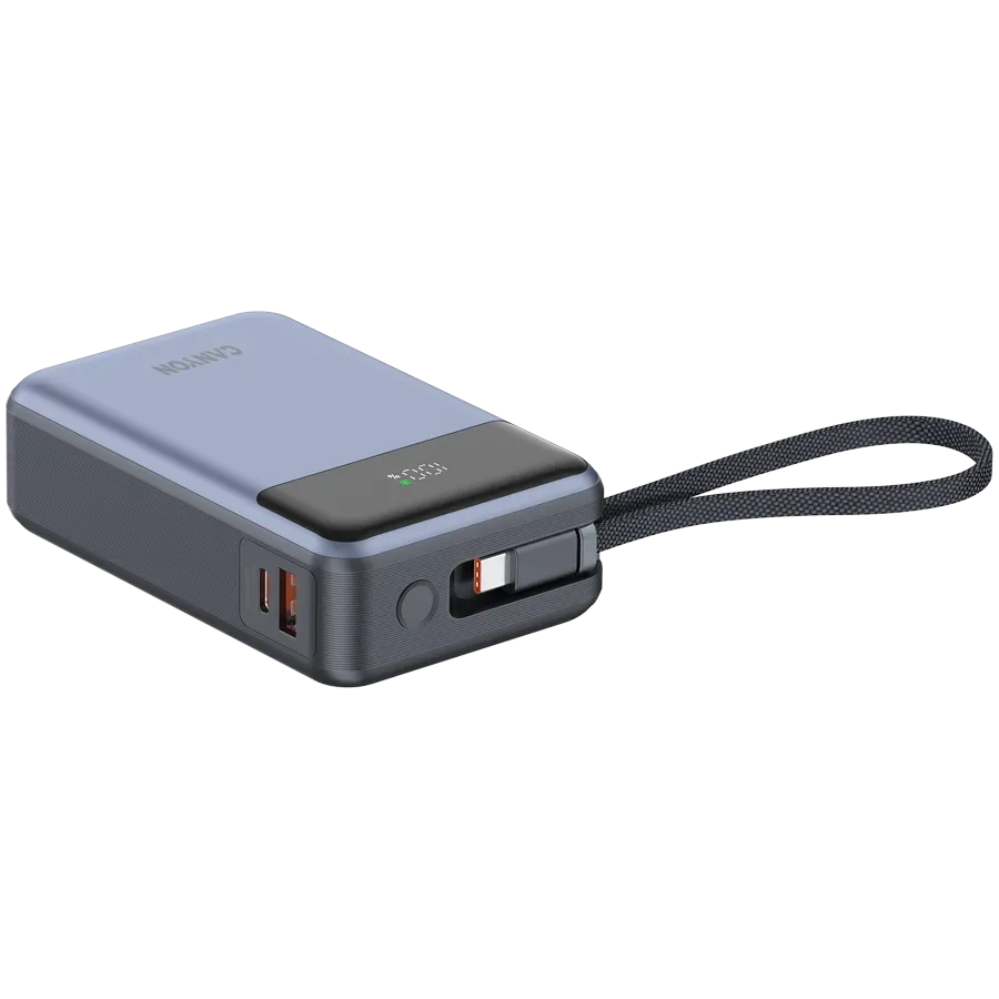 CANYON power bank OnPower 600 built-in cable 20000 mAh PD65W Dark Grey — фото 4