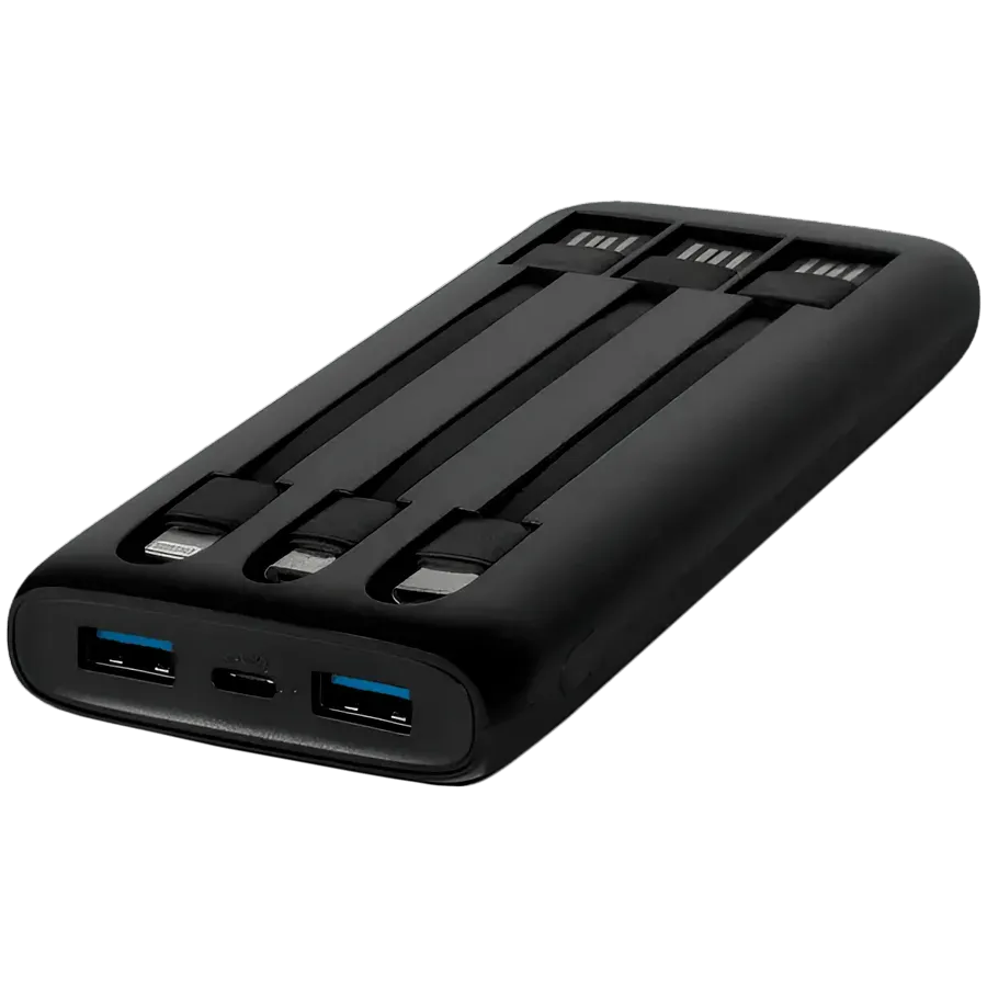 ttec PowerSlim Trio LCD 10.000mAh PD 22,5W Powerbank withTrio Cable Black — фото 2