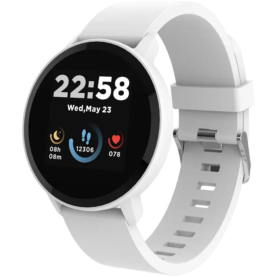 CANYON Lollypop SW-63, Smart watch, 1.3inches IPS full touch screen, Round watch, IP68 waterproof, multi-sport mode, BT5.0, compatibility with iOS and android, Silver white, Host: 25.2*42.5*10.7mm, Strap: 20*250mm, 45g — купить в Lirotech
