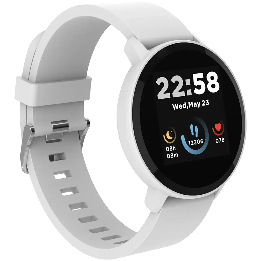 CANYON Lollypop SW-63, Smart watch, 1.3inches IPS full touch screen, Round watch, IP68 waterproof, multi-sport mode, BT5.0, compatibility with iOS and android, Silver white, Host: 25.2*42.5*10.7mm, Strap: 20*250mm, 45g — фото 2