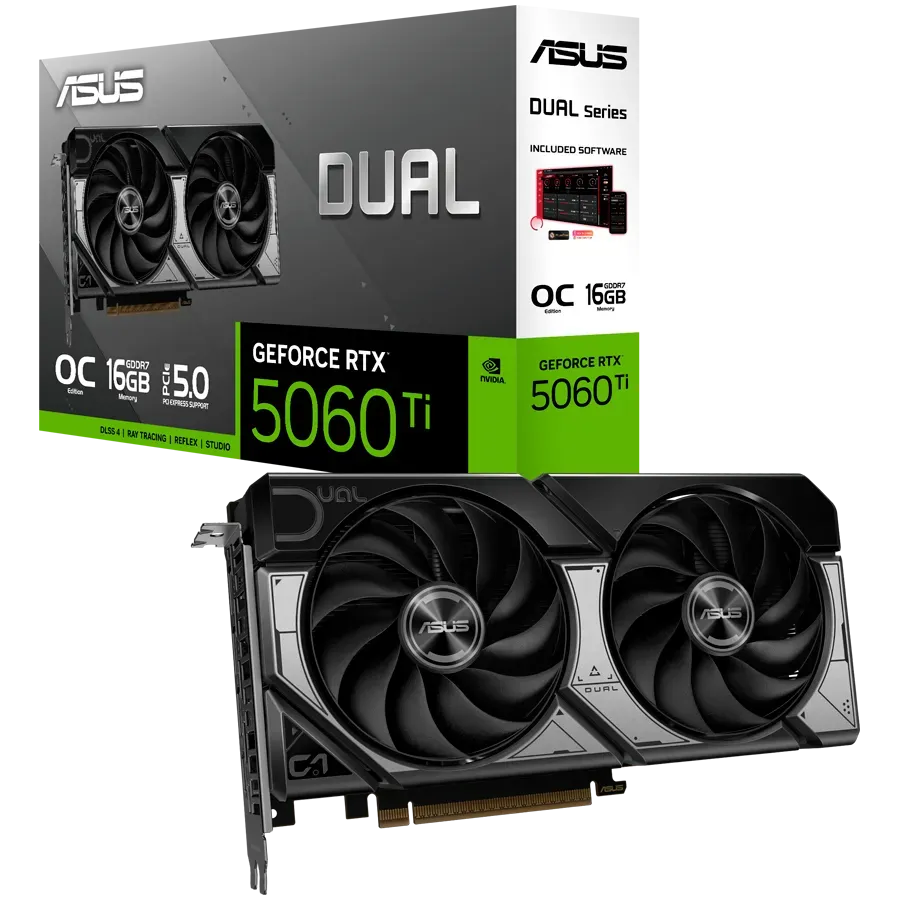 Видеокарта ASUS Dual GeForce RTX 5060 Ti 16GB GDDR7 OC Edition — купить в Lirotech