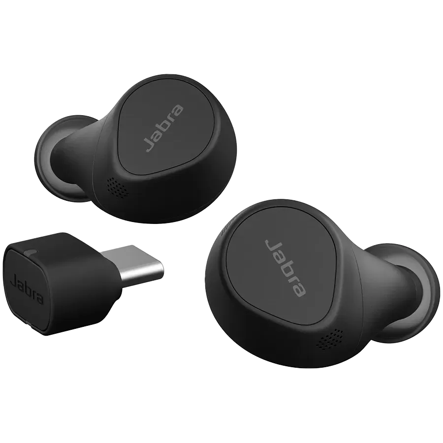 JABRA EVOLVE2 Buds MS, Cradle USB-C MS, Link 380 BT adapter USB-C MS, 30  cm USB-C to USB-A cable, Ear gels, USB-A to USB-C adapter, warranty — фото 2