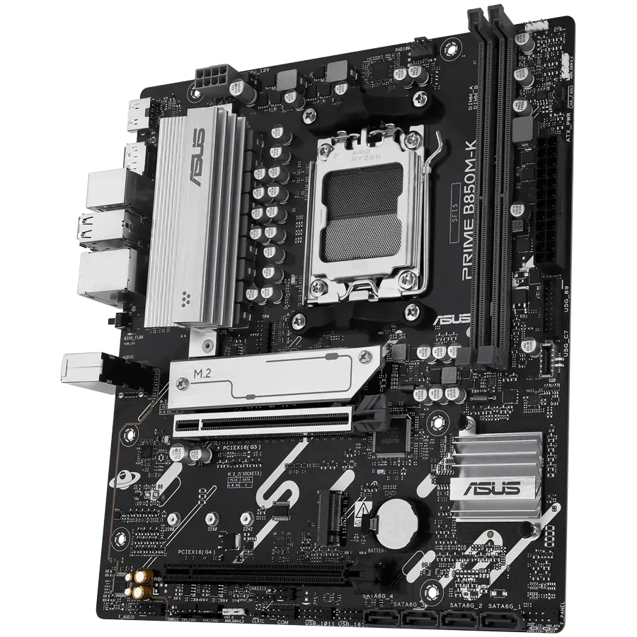 ASUS Main Board Desktop Socket AM5 AMD B850 Chipset 2 x DIMM slots, max. 128GB, DDR5 1 x DisplayPort 1 x HDMI 2 x M.2 4 x SATA micro-ATX Form Factor — фото 3