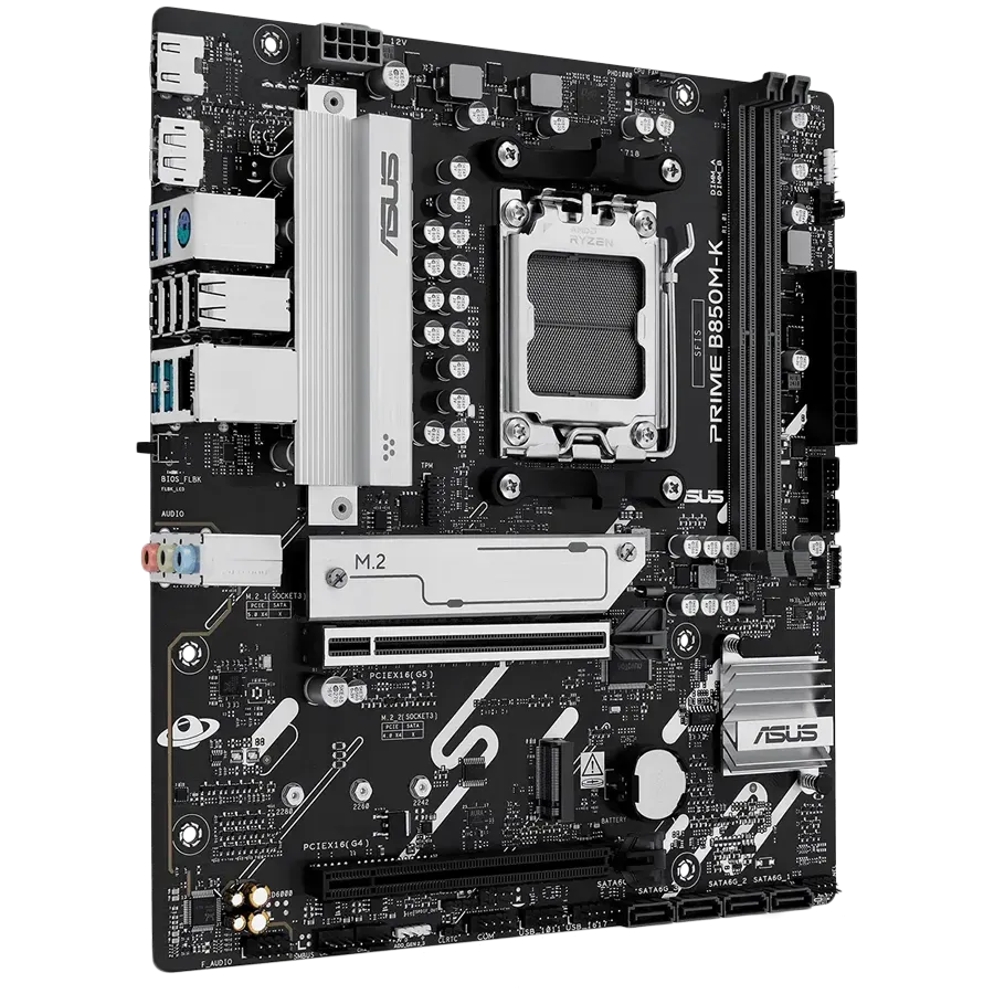 ASUS Main Board Desktop Socket AM5 AMD B850 Chipset 2 x DIMM slots, max. 128GB, DDR5 1 x DisplayPort 1 x HDMI 2 x M.2 4 x SATA micro-ATX Form Factor — фото 2