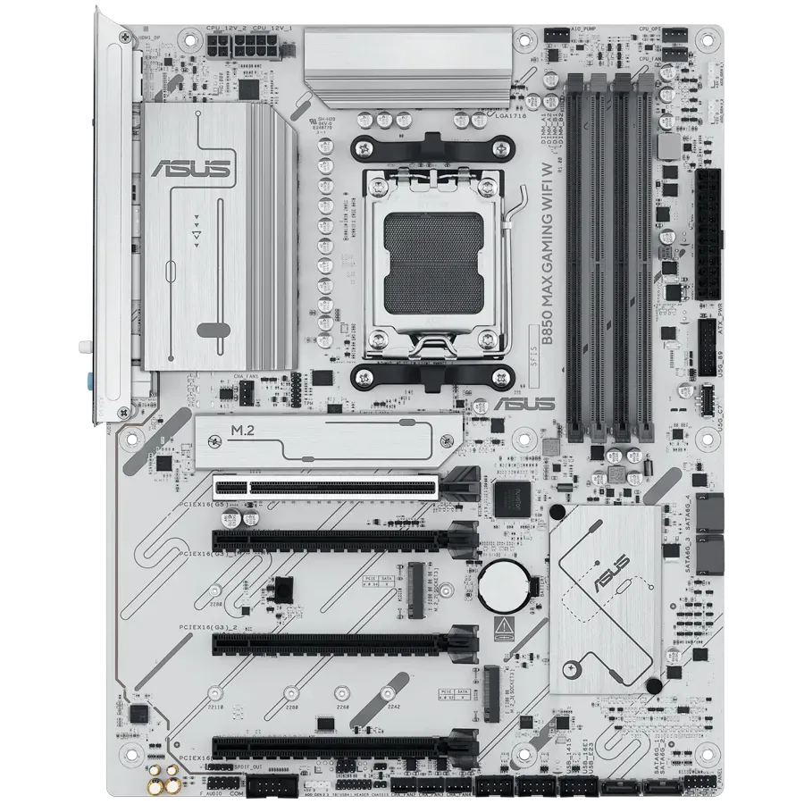 ASUS Main Board Desktop Socket AM5 AMD B850 Chipset 4 xDIMM slots,DDR5 1 x DisplayPort 1 x HDMI port 1 x PCIe 5.0 x16 slot(supports x16 mode) 1 x Wi-Fi module 3 x M.2 4 x SATA ATX Form Factor — фото 1