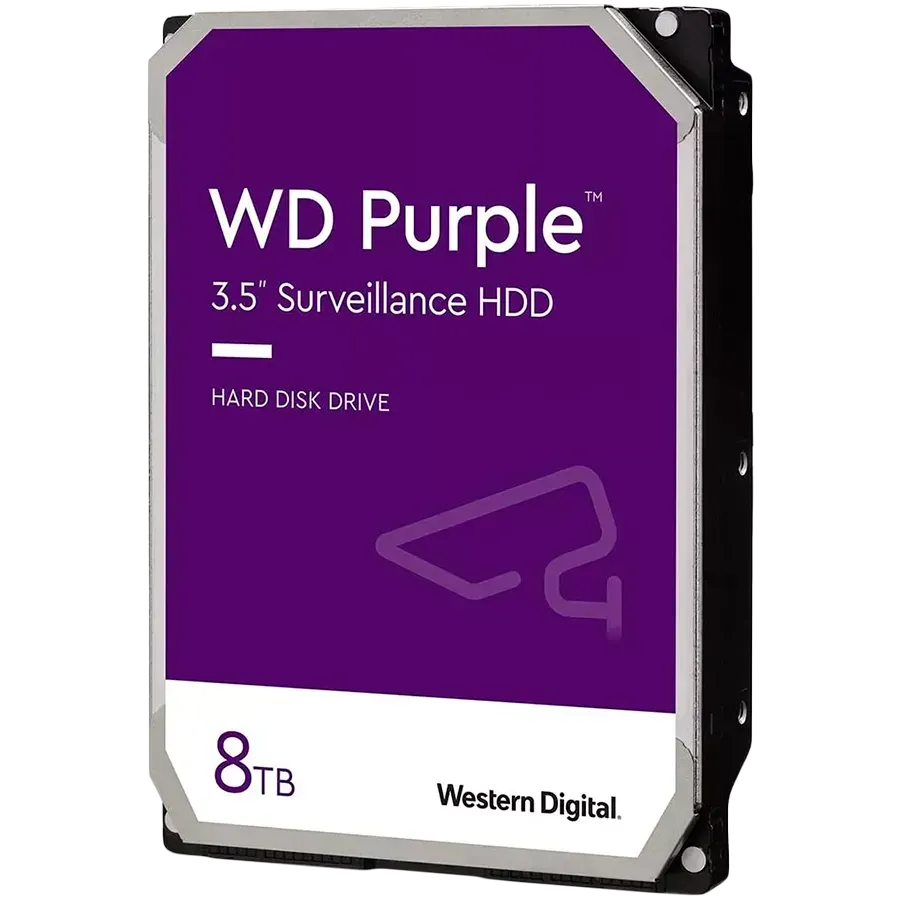 HDD Video Surveillance WD Purple 8TB CMR, 3.5'', 256MB, 5640 RPM, SATA, TBW: 180 — купить в Lirotech