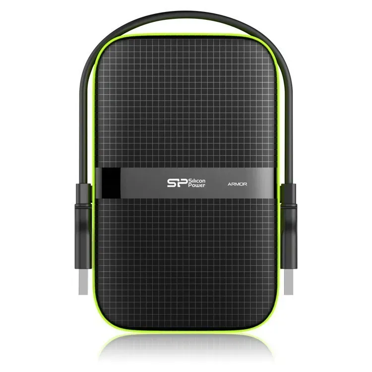 Silicon Power Armor - A60 1TB Portable HDD USB 3.2 Gen1 Black/Green, Shockproof MIL-STD 810G Method 516.6 Procedure IV, Water-resistant IPX4, LED light — купить в Lirotech