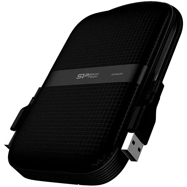 Silicon Power Armor - A60 1TB Portable HDD USB 3.2 Gen1 Black, Shockproof MIL-STD 810G Method 516.6 Procedure IV, Water-resistant IPX4, LED light — фото 2