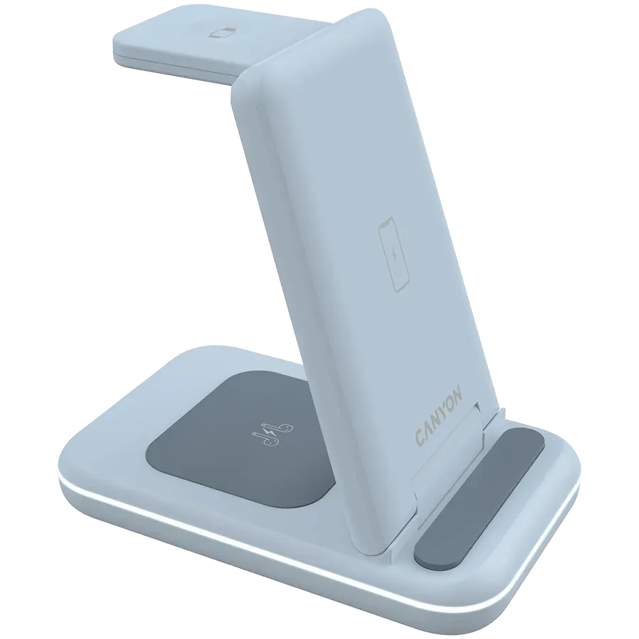 CANYON wireless charger WS-304 15W 3in1 Blue — фото 4