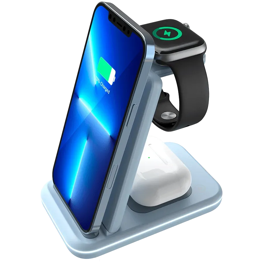 CANYON wireless charger WS-304 15W 3in1 Blue — купить в Lirotech