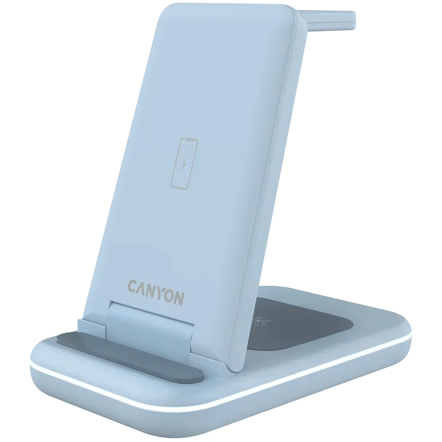 CANYON wireless charger WS-304 15W 3in1 Blue — фото 2