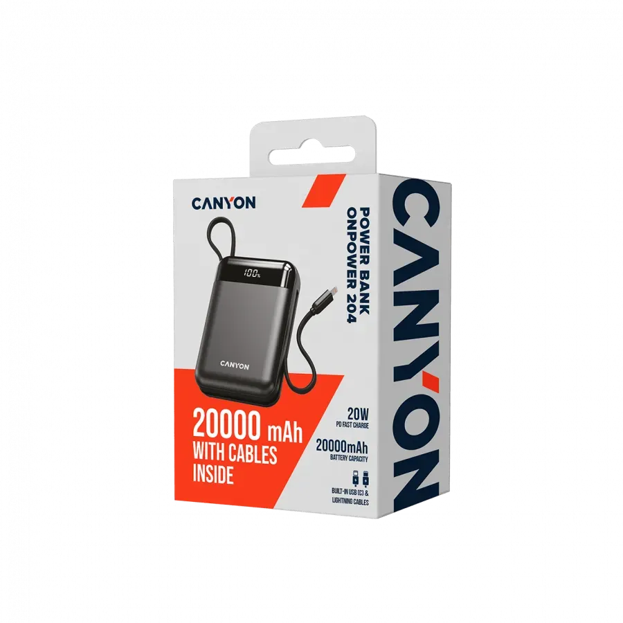CANYON power bank OnPower 204 20000mah Black — фото 5