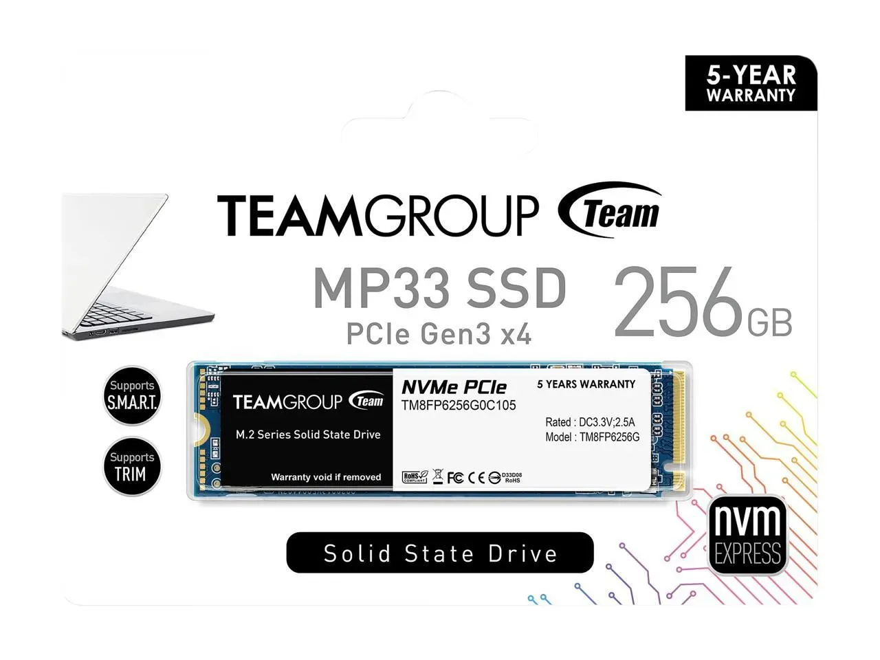 Твердотельный накопитель  256GB SSD TeamGroup MP33 M.2 NVMe R1600Mb/s W1300MB/s TM8FP6256G0C101 — фото 4