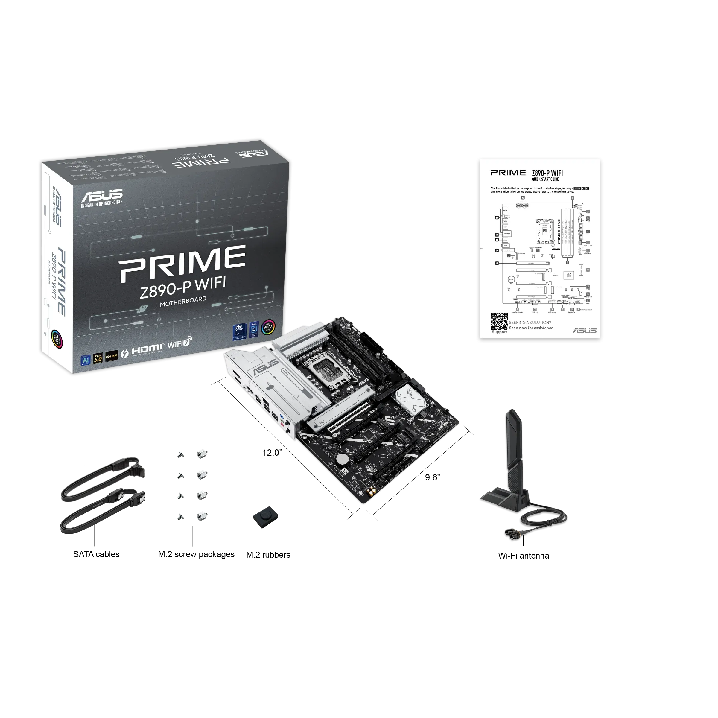 Материнская плата ASUS PRIME Z890-P WIFI, LGA1851 Z890 4xDDR5 4xSATA3 4xM.2 HDMI DP USB-C ATX — DDR5 — купить в Lirotech