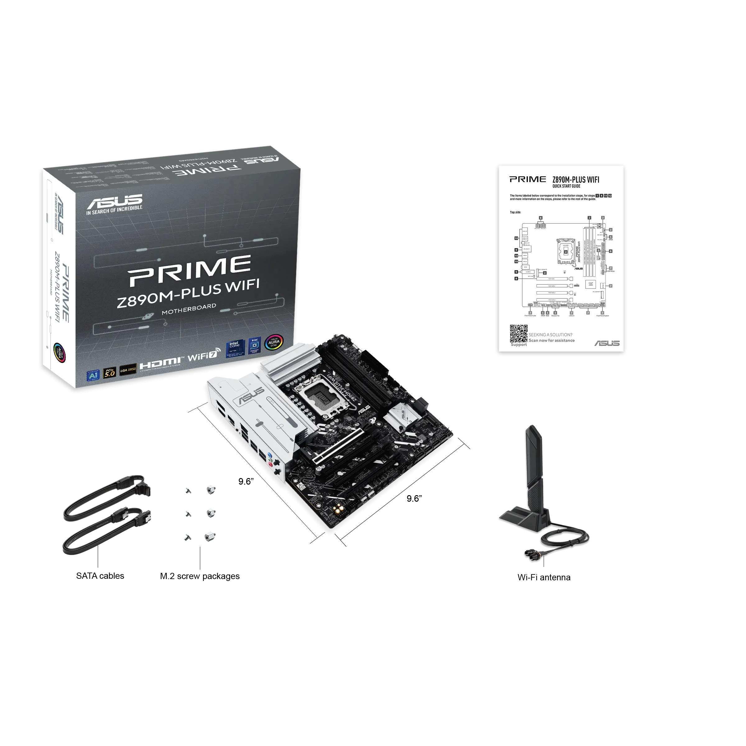 Материнская плата ASUS PRIME Z890M-PLUS WIFI, LGA1851 4xDDR5 6xSATA3 3xM.2 HDMI DP USB-C mATX — DDR5 — купить в Lirotech
