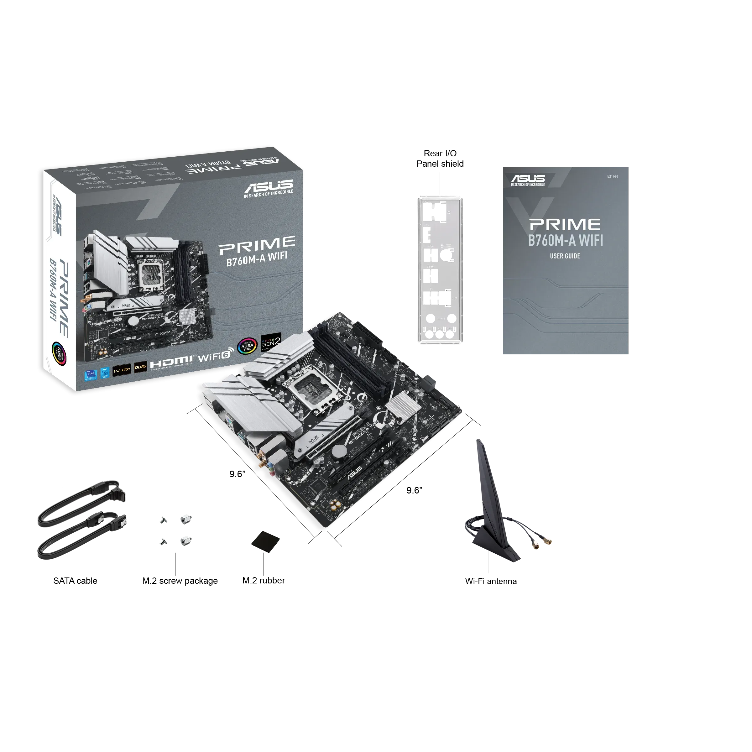 Материнская плата ASUS PRIME B760M-A WIFI, LGA1700 4xDDR5 4xSATA3 2xM.2 RAID 2xHDMI DP mATX — фото 1