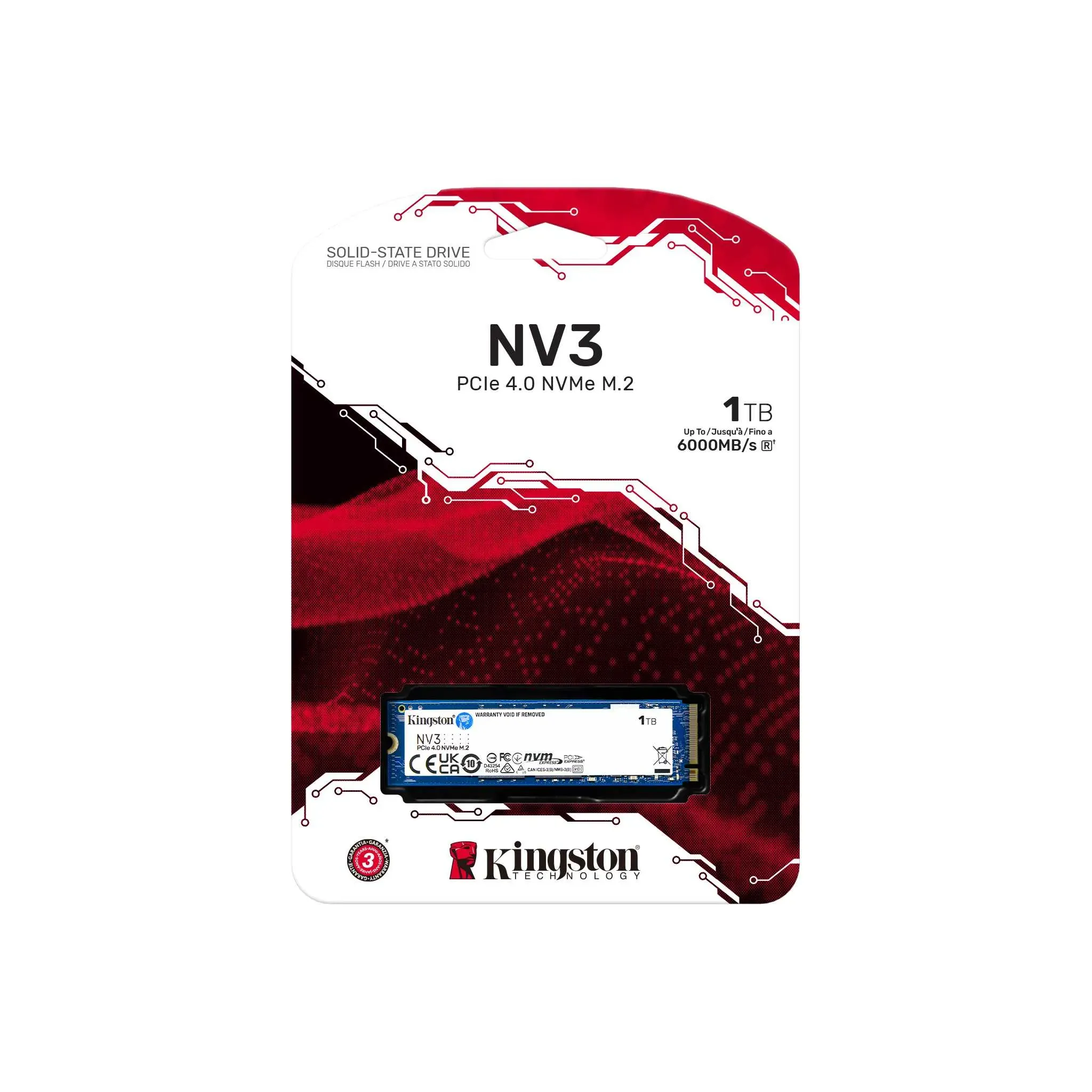 Твердотельный накопитель 1000GB SSD Kingston SNV3S/1000G M.2 Gen4 NVMe R6000MB/s W4000MB/s Retail — фото 3