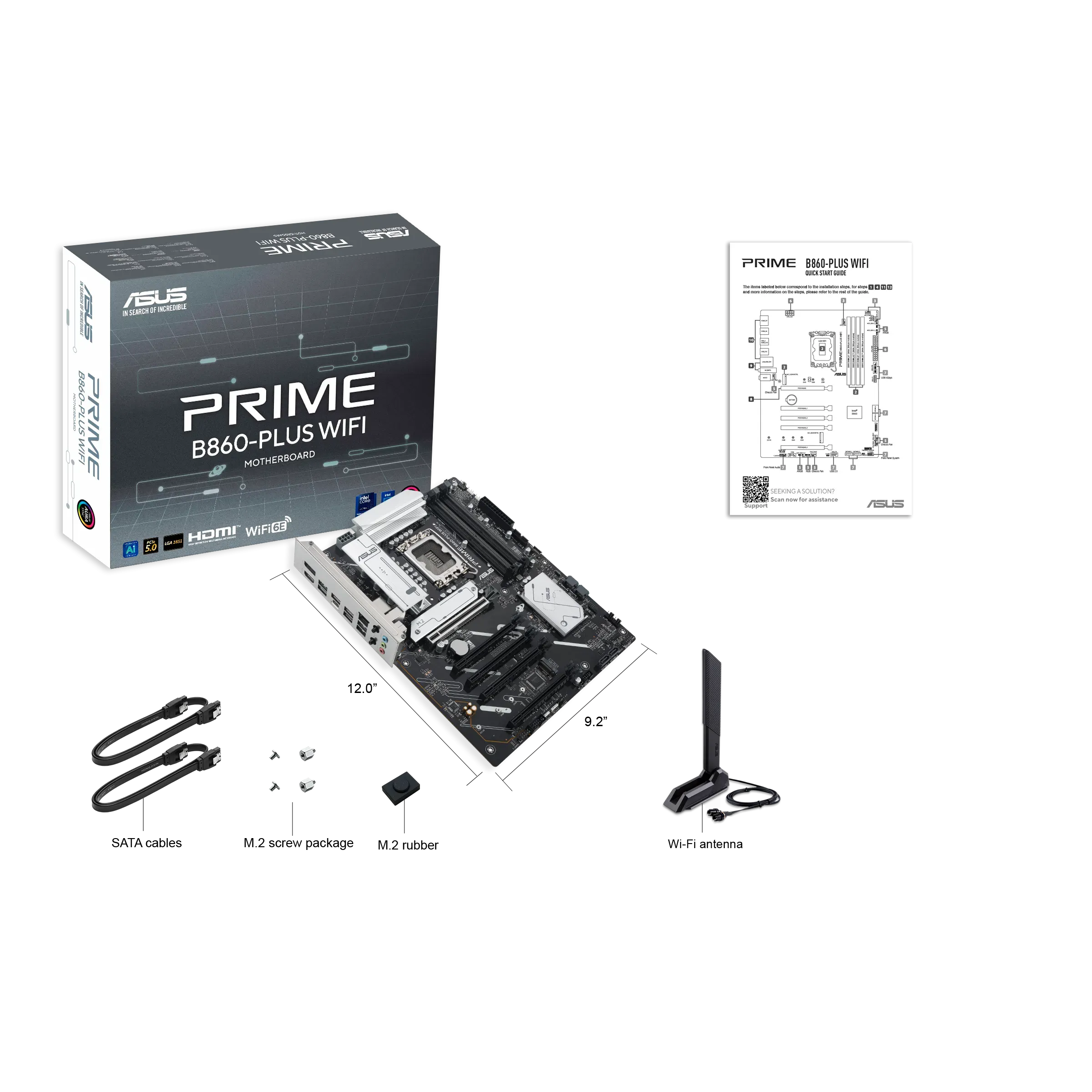 ASUS Main Board Desktop LGA1851 Intel B860 Chipset 4 x DIMM slots, max. 256GB, DDR5 1 x DisplayPort 1 x HDMI port 1 x Wi-Fi module 2 x M.2 slots 4 x SATA ATX Form Factor — фото 7