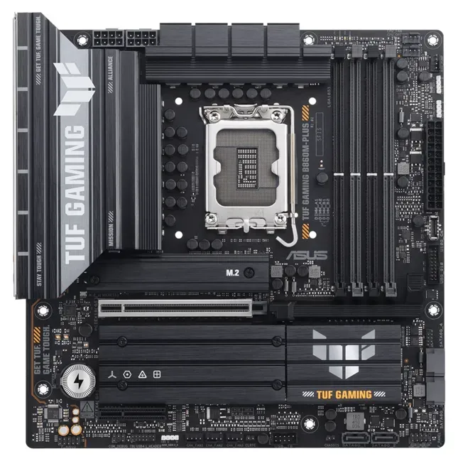 ASUS Main Board Desktop Intel B860 Chipset 4 x DIMM slots, max. 256GB, DDR5 1 x PCIe 5.0 x16 slot 1 x DisplayPort1 x HDMI port 1 x Wi-Fi Module 3 x M2 4 x SATA m-ATX — фото 1