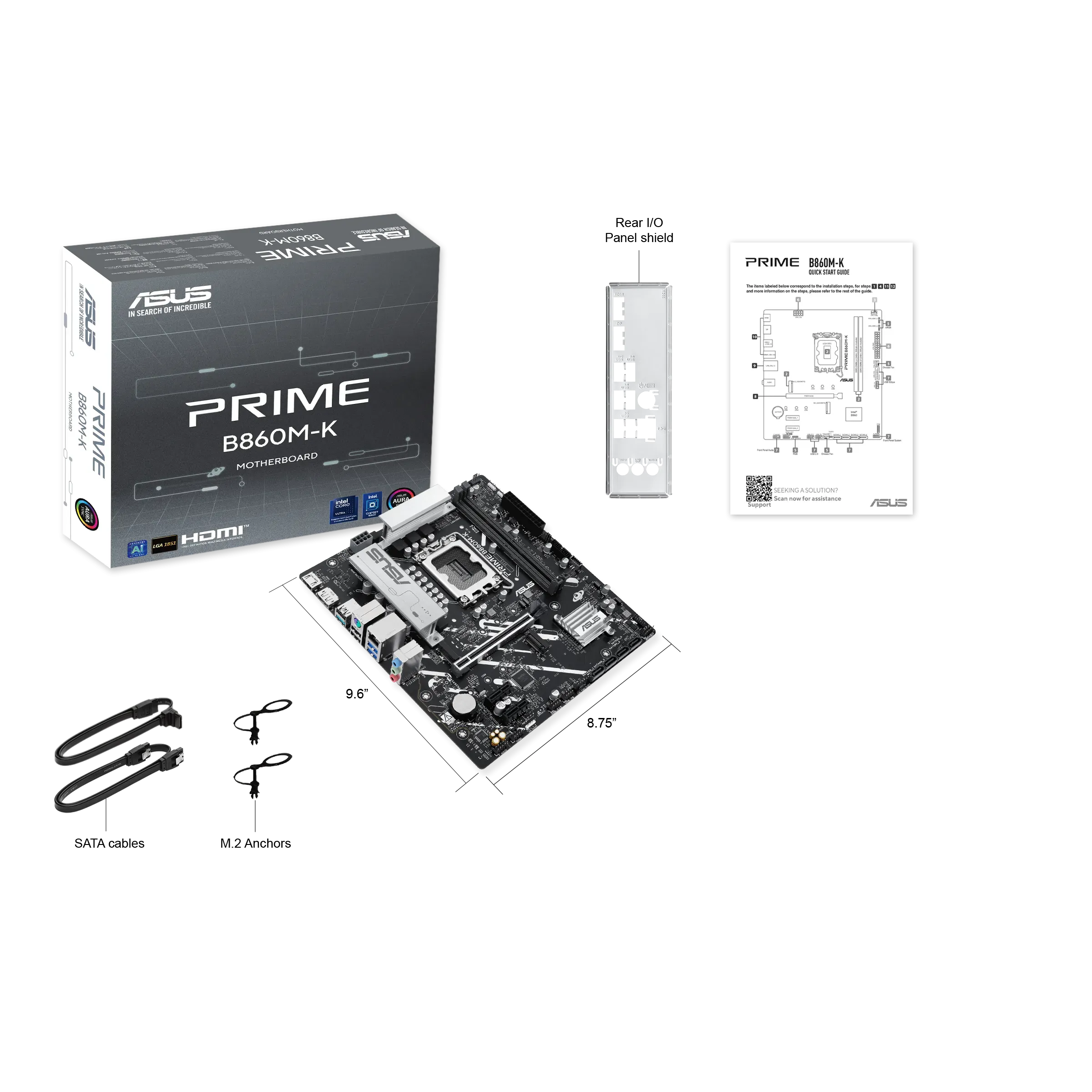 ASUS Main Board Desktop LGA1851 Intel B860 2xDDR5/DDR5 CUDIMM 1xPCIe x16 5.0, 2xPCIe x1, 2xM.2 DisplayPort HDMI mATX — фото 7