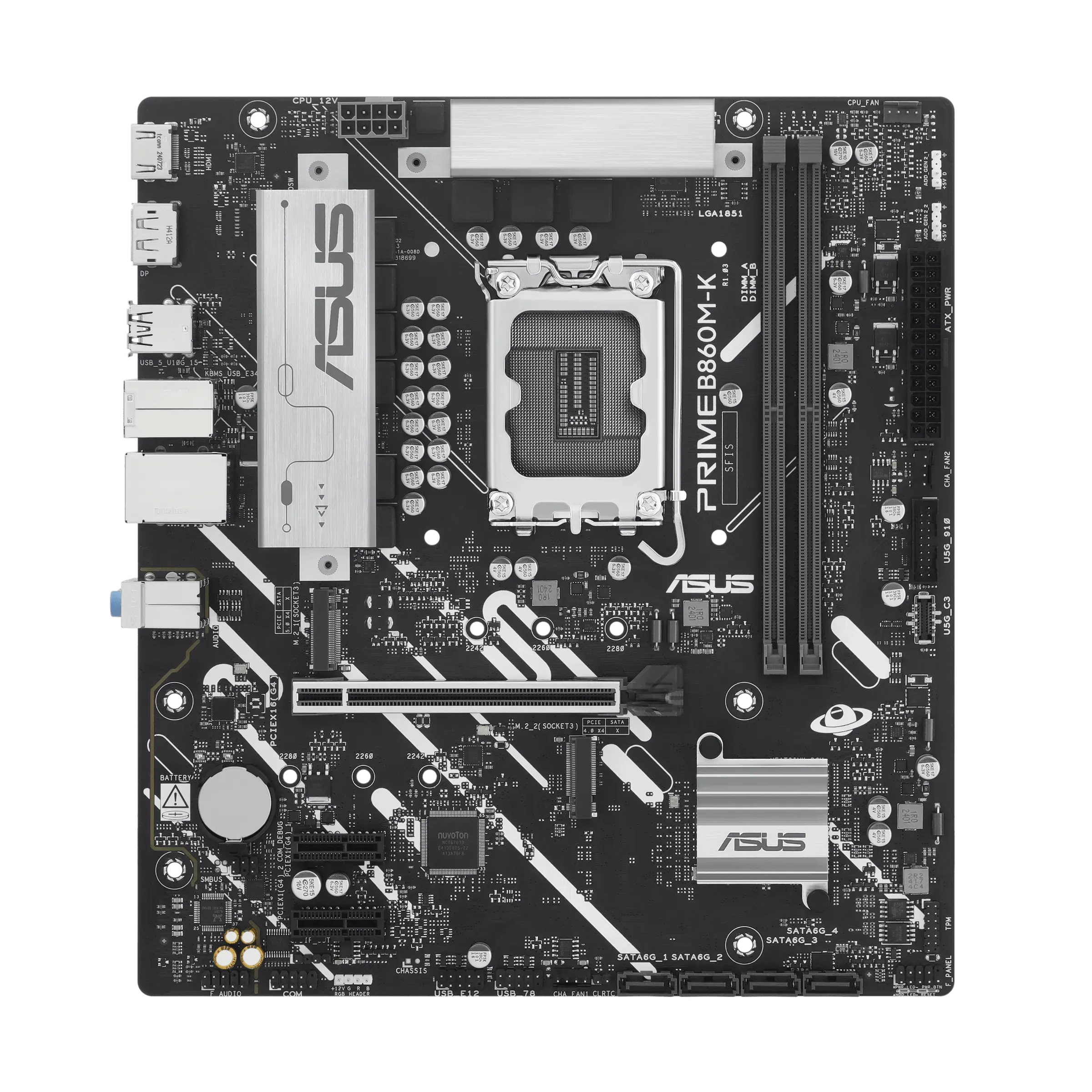 ASUS Main Board Desktop LGA1851 Intel B860 2xDDR5/DDR5 CUDIMM 1xPCIe x16 5.0, 2xPCIe x1, 2xM.2 DisplayPort HDMI mATX — фото 1