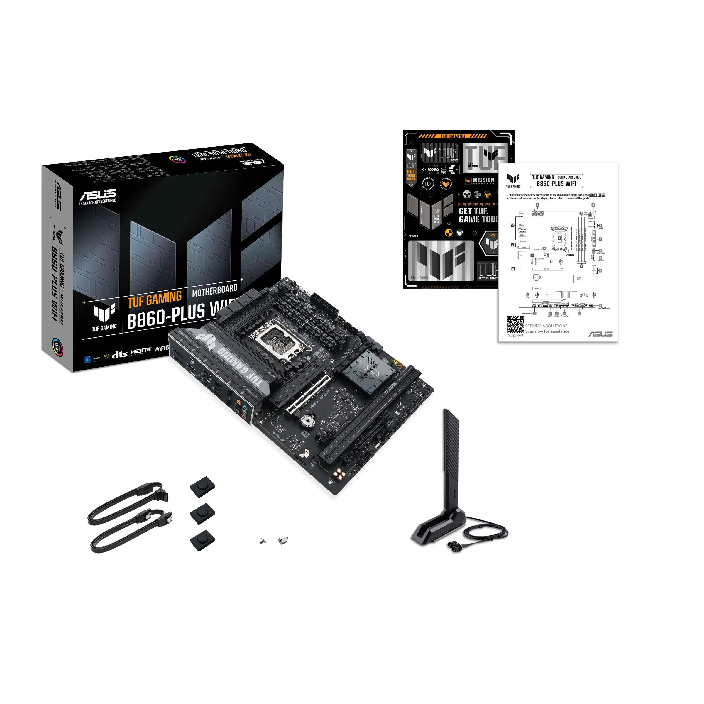 ASUS Main Board Desktop LGA1851 Intel B860 Chipset 4 x DIMM slots, max. 256GB, DDR5 1 x DisplayPort 1 x HDMI port 1 x Wi-Fi module 3 x M.2 slots 4 x SATA ATX Form Factor — фото 8