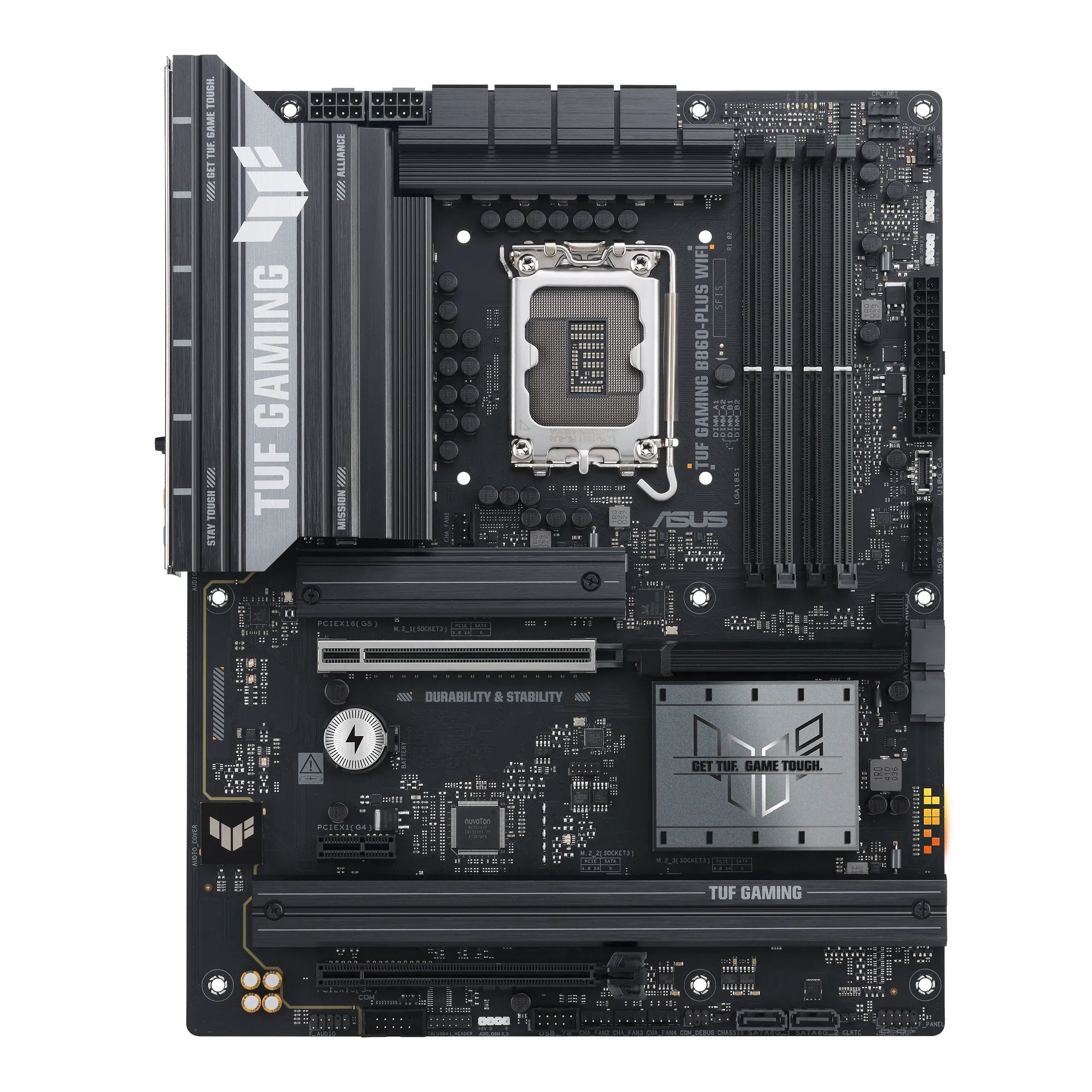 ASUS Main Board Desktop LGA1851 Intel B860 Chipset 4 x DIMM slots, max. 256GB, DDR5 1 x DisplayPort 1 x HDMI port 1 x Wi-Fi module 3 x M.2 slots 4 x SATA ATX Form Factor — фото 1