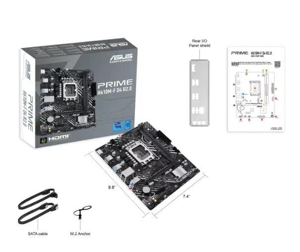 Материнская плата ASUS PRIME  H610M-F D4 R2.0, LGA1700 2xDDR4 2xSATA3 1xM.2 1xHDMI mATX — фото 2