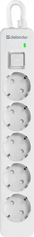 Сетевой фильтр Defender DFS 131 - 1,5 М, 5 розеток, белый — фото 3