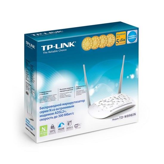 Модем, TP-Link, TD-W8961N, ADSL, Беспроводной, 300M, ADSL2+router,4 порта 10/100 Мбит/с (разъём RJ45),1 порт RJ11 — фото 3