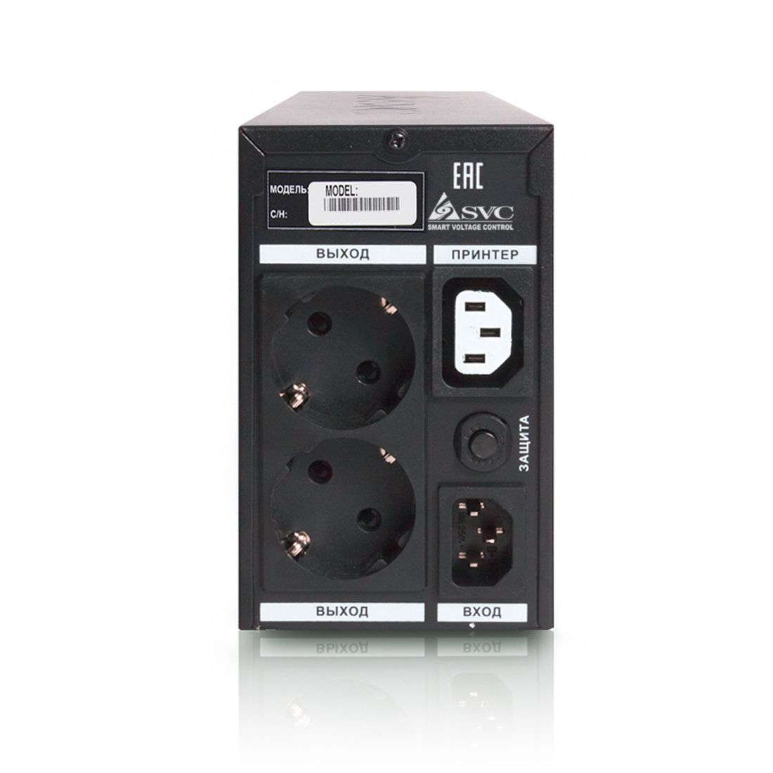 Источник бесперебойного питания, SVC, V-600-L-LCD, Мощность 600ВА/360Вт, Диапазон работы AVR: 165-275В, AVR в режиме Booster: 138-292В, Бат.: 12В/7.5 Ач*1шт., 3 вых.: 2 Shuko CEE7+1 IEC C13 (Bypass), Чёрный — фото 3