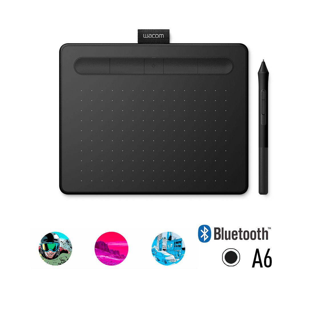 Графический планшет, Wacom, Intuos Small Bluetooth (CTL-4100WLK-N), Разрешение 2540 lpi, Чувствительность к нажатию 4096, 4 программируемые клавиши, 2 клавиши на пере, Размер планшета 200*160*8,8 мм, Чёрный — купить в Lirotech