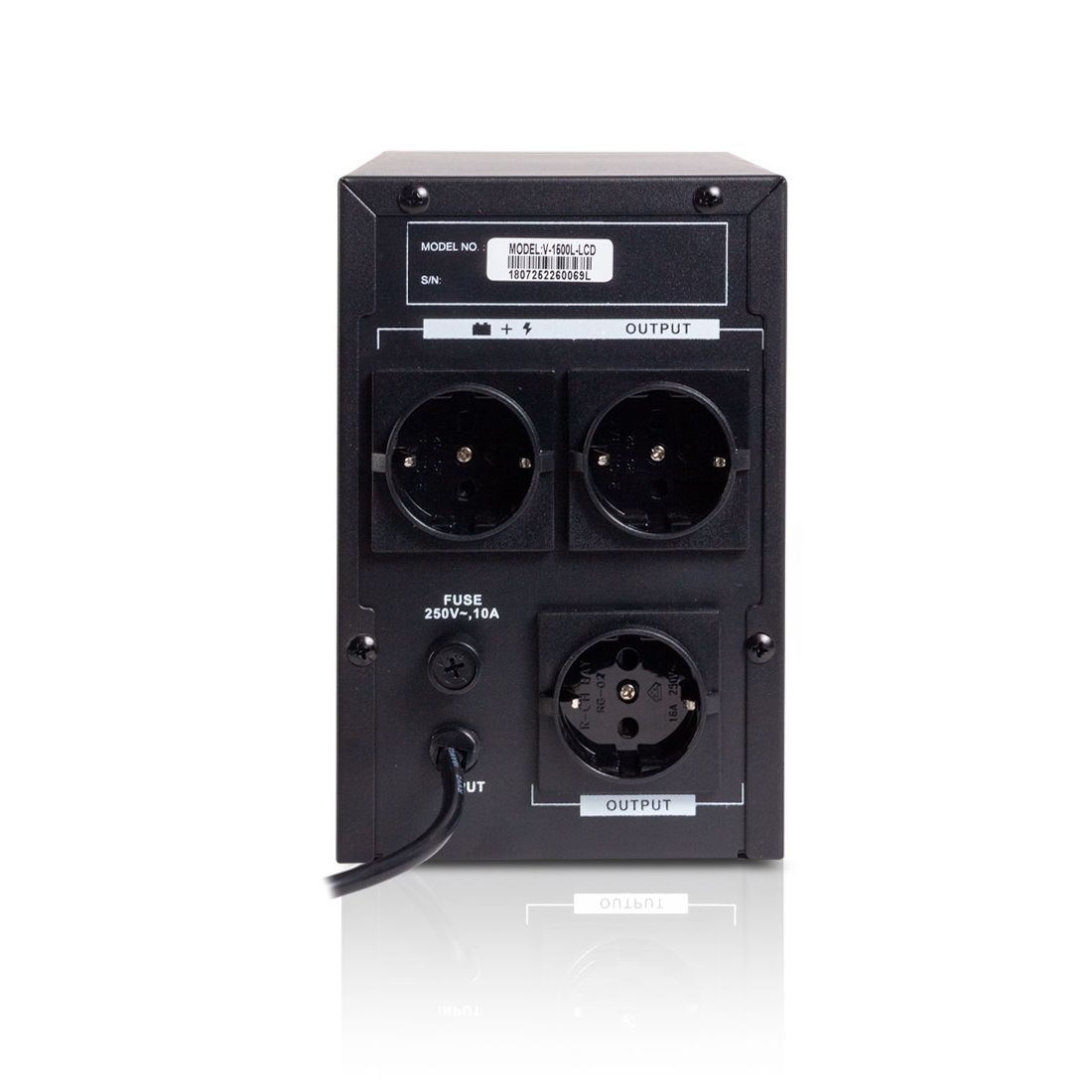 Источник бесперебойного питания, SVC, V-1500-L-LCD, Мощность: 1500ВА/900Вт, Диапазон работы AVR: 165-275В, Бат.: 12В/9 Ач*2шт., 3 вых.: Shuko CEE7, Чёрный — фото 3