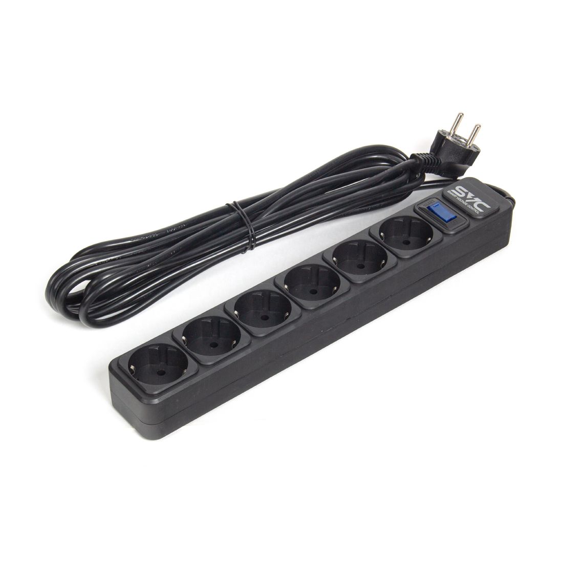 Сетевой фильтр, SVC, ZC6S-50M, 6 розеток, 5 метров, 220-250В, 10A, картонная коробка, чёрный — фото 2
