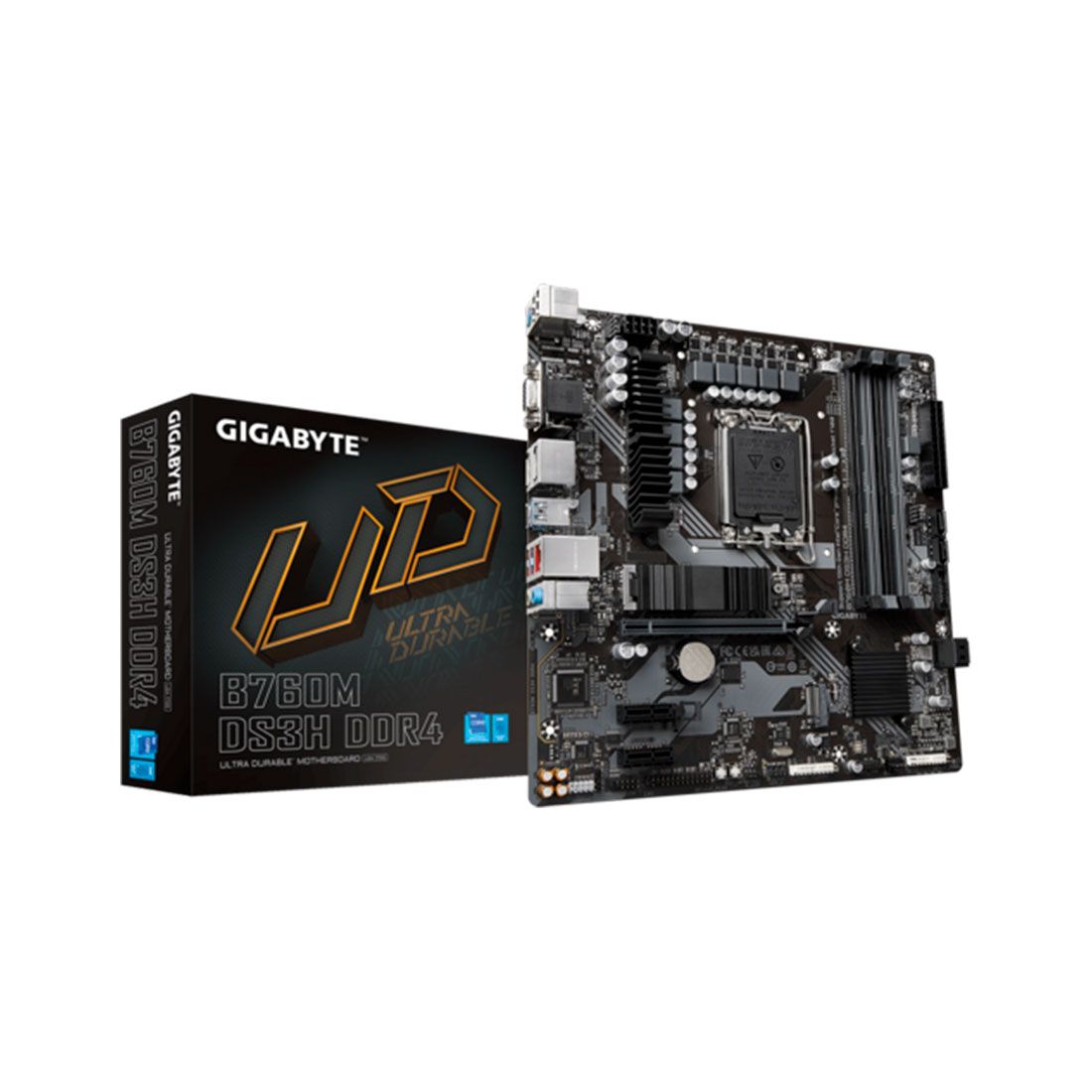 Материнская плата, Gigabyte, B760M DS3H DDR4 (4719331850876), LGA1700, iB760, 4xDDR4 2666/2933/3000/3200/5333(OC), 4xSATA3, 2xM.2 (PCI-E 4.0x4/x2), Raid, 1xD-Sub, 2хDP, 1xHDMI, 1xPCI-Ex16, 2xPCI-Ex1, mATX — DDR4 — купить в Lirotech